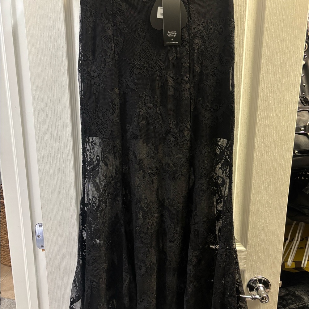 Killstar Black Lace Maxi Skirt - Picture 2 of 5